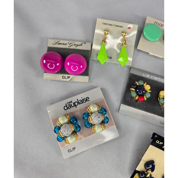 Lot of 8 Clip-on 80s 90s Earrings Carol Duaplaise Liz Claiborne Napier Marvella - Picture 3 of 8